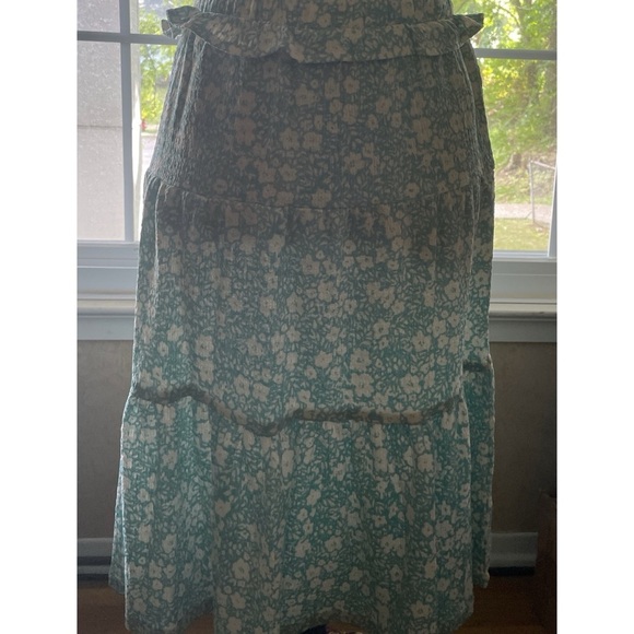 JESSICA SIMPSON Sage Green Floral Print Tiered A-Line Skirt For Girls … - Picture 2 of 4